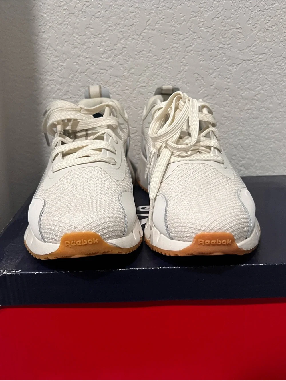 Reebok Women's White and Gum Zig-Style Trail Sneakers